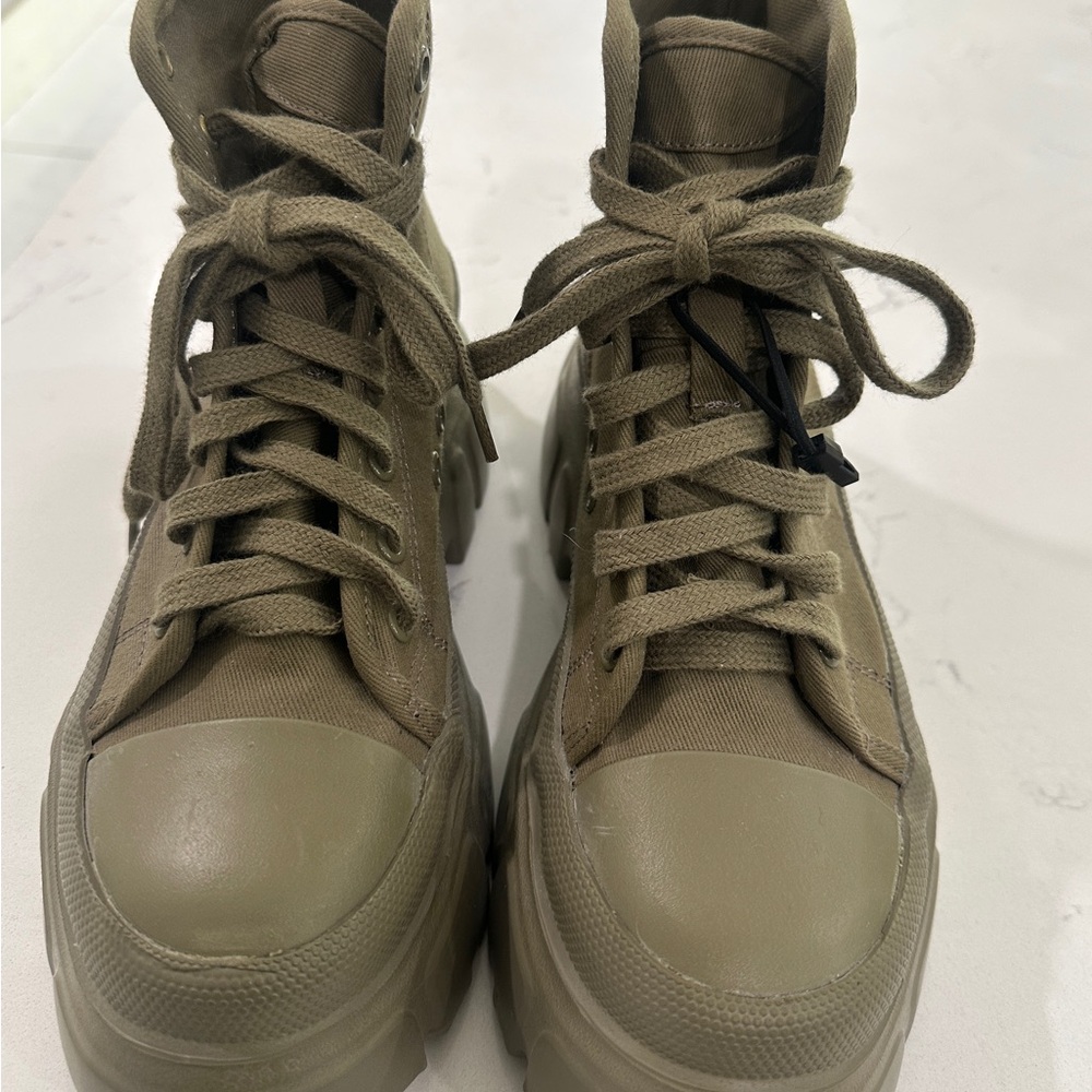 Zara Khaki Combat & Moto Boots